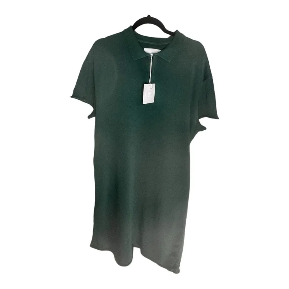 Pistola Pia Raw Hem Cotton Polo Midi Dress in Sagebrush Green Size‎ M NWT